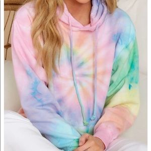 Women’s tie dye hoodie light rainbow hoodie